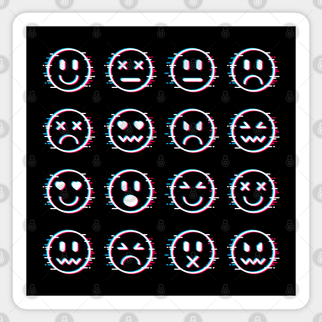 Glitch Face Mixed Emotions Sticker by machmigo